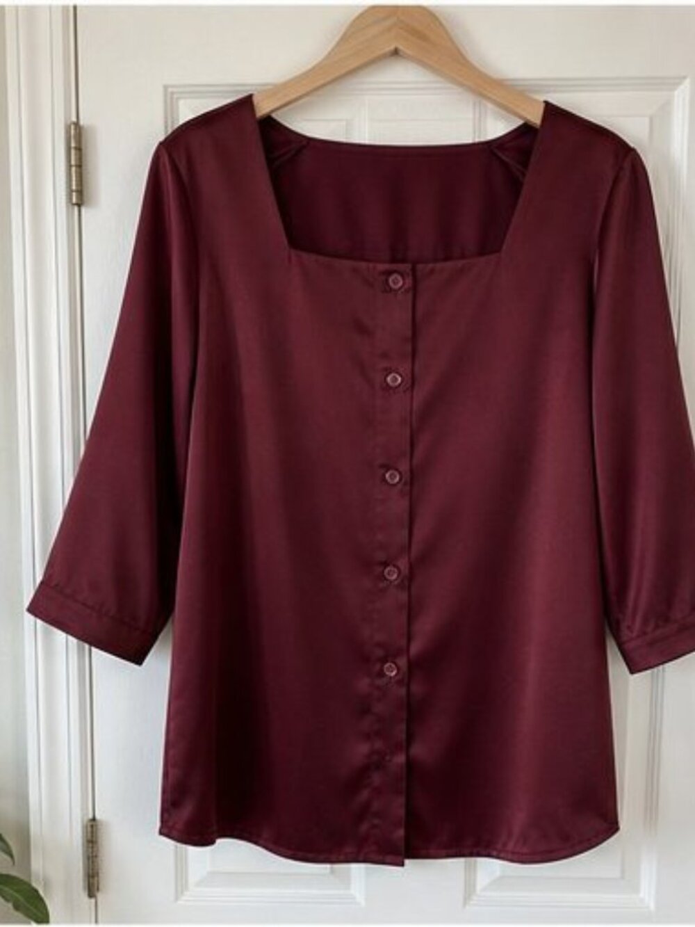 Burgundy Ruffle Blouse